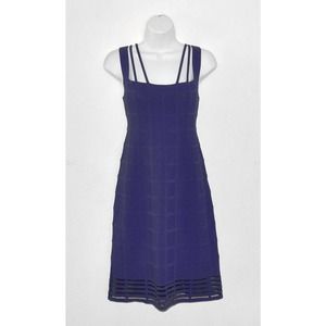 A7 Auth D. EXTERIOR Blue Viscose Blend Check Pattern Knit Sleeveless Dress Sz S